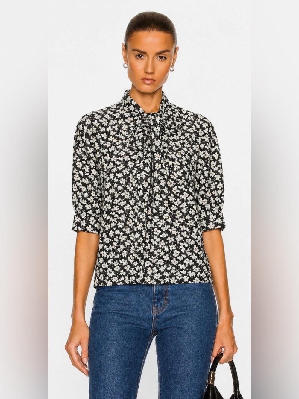 Norma Kamali Puff Sleeve Shirt W/ Scarf